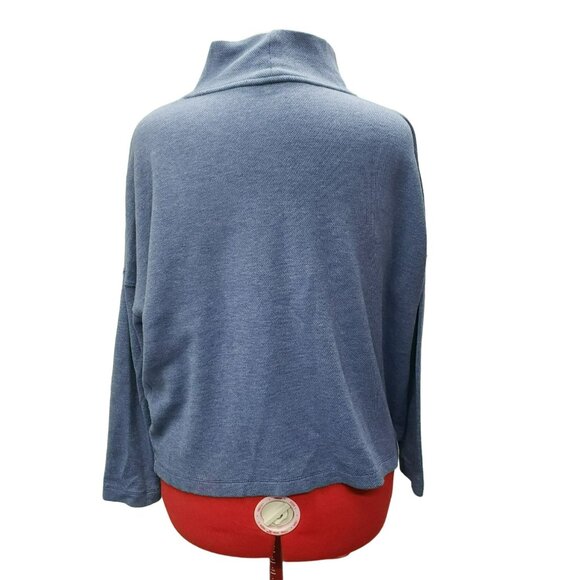 Vineyard Vines Drop Shoulder Pullover Top, Sz L Blue Mock Neck, See Measurements - Picture 5 of 9
